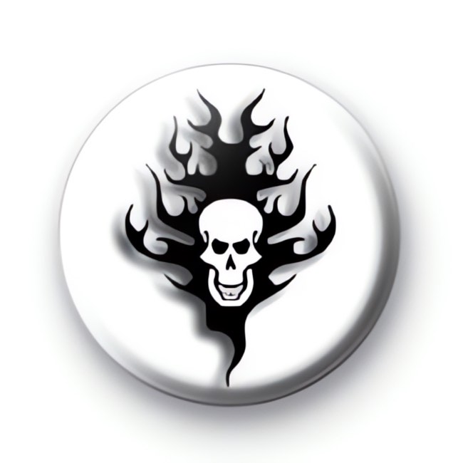 Skull And Black Flames Badge large